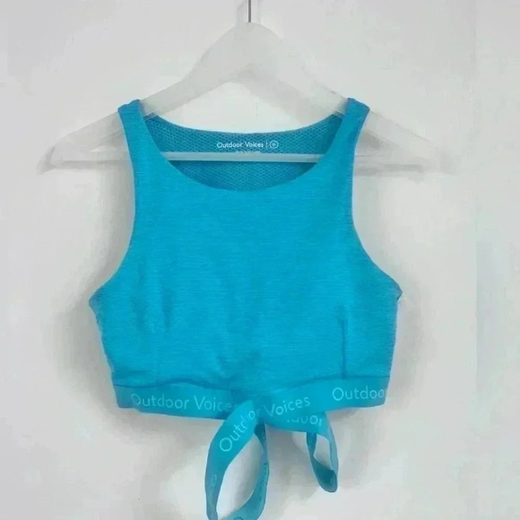 Outdoor Voices Tech Sweat Criss Cross Blue Crop Top LIKE NEW - Picture 1 of 5